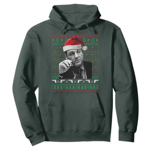 Funny Ugly Christmas Hoodie Funny Mafia Gangster Santa Sopranos Smoking TS10 Dark Forest Green Print Your Wear