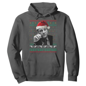 Funny Ugly Christmas Hoodie Funny Mafia Gangster Santa Sopranos Smoking TS10 Dark Heather Print Your Wear