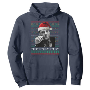 Funny Ugly Christmas Hoodie Funny Mafia Gangster Santa Sopranos Smoking TS10 Navy Print Your Wear