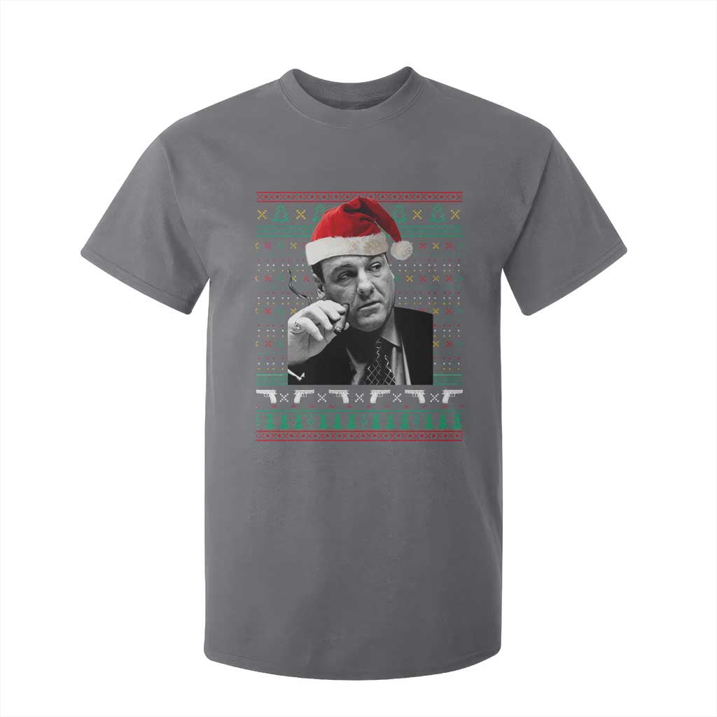 Funny Ugly Christmas T Shirt For Kid Funny Mafia Gangster Santa Sopranos Smoking TS10 Charcoal Print Your Wear