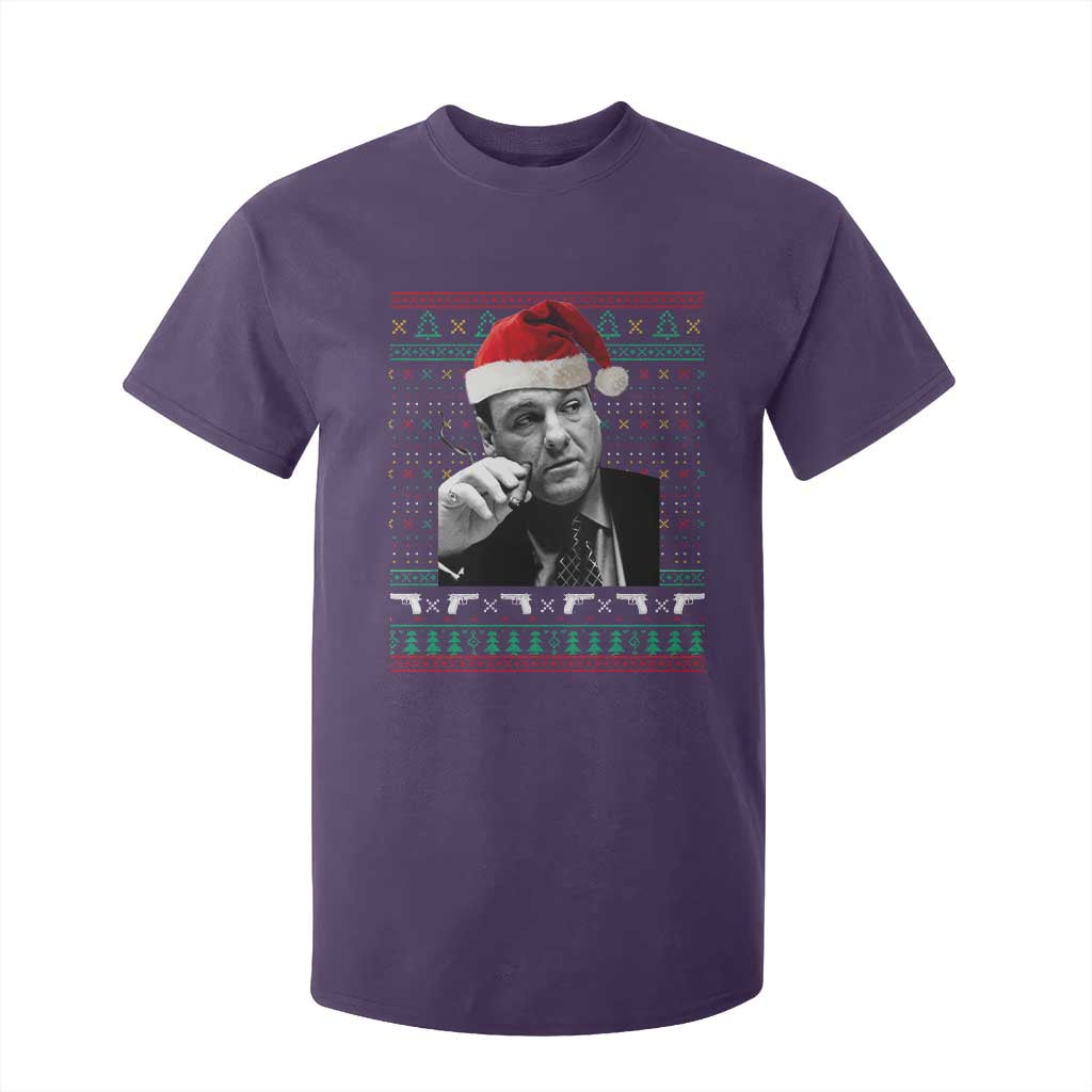 Funny Ugly Christmas T Shirt For Kid Funny Mafia Gangster Santa Sopranos Smoking TS10 Purple Print Your Wear