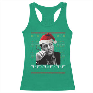 Funny Ugly Christmas Racerback Tank Top Funny Mafia Gangster Santa Sopranos Smoking TS10 Irish Green Print Your Wear