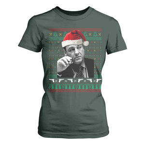 Funny Ugly Christmas T Shirt For Women Funny Mafia Gangster Santa Sopranos Smoking TS10 Dark Forest Green Print Your Wear