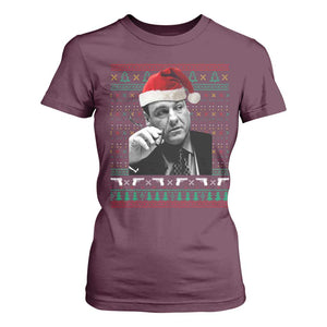 Funny Ugly Christmas T Shirt For Women Funny Mafia Gangster Santa Sopranos Smoking TS10 Maroon Print Your Wear