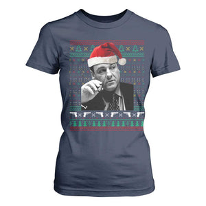 Funny Ugly Christmas T Shirt For Women Funny Mafia Gangster Santa Sopranos Smoking TS10 Navy Print Your Wear
