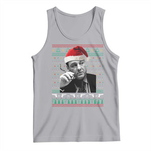 Funny Ugly Christmas Tank Top Funny Mafia Gangster Santa Sopranos Smoking TS10 Athletic Heather Print Your Wear