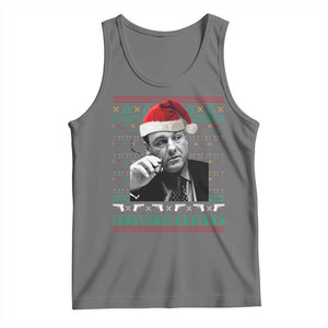 Funny Ugly Christmas Tank Top Funny Mafia Gangster Santa Sopranos Smoking TS10 Black Heather Print Your Wear