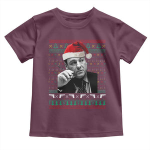Funny Ugly Christmas Toddler T Shirt Funny Mafia Gangster Santa Sopranos Smoking TS10 Maroon Print Your Wear