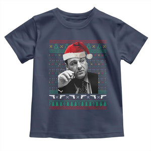 Funny Ugly Christmas Toddler T Shirt Funny Mafia Gangster Santa Sopranos Smoking TS10 Navy Print Your Wear