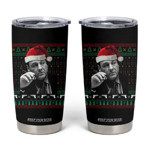 Funny Ugly Christmas Tumbler Cup Funny Mafia Gangster Santa Sopranos Smoking TS10 Black Print Your Wear