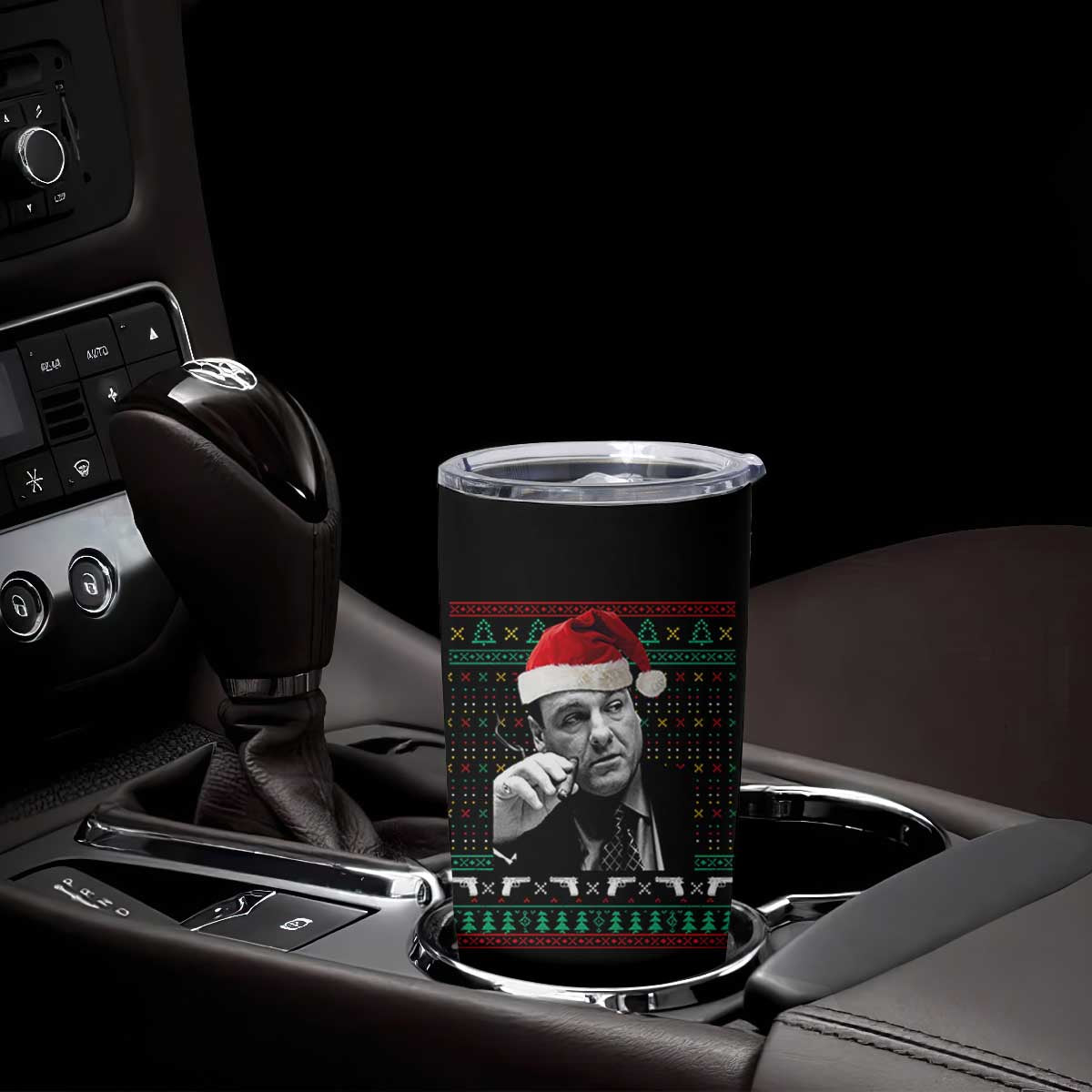 Funny Ugly Christmas Tumbler Cup Funny Mafia Gangster Santa Sopranos Smoking TS10 Print Your Wear