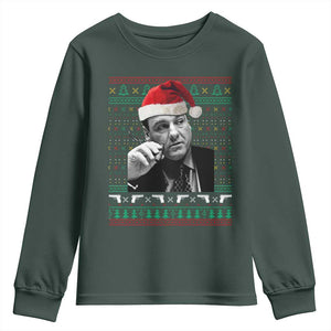 Funny Ugly Christmas Youth Sweatshirt Funny Mafia Gangster Santa Sopranos Smoking TS10 Dark Forest Green Print Your Wear