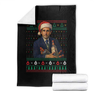 Office Christmas Movie Throw Blanket Funny Retro 90s Movie Ugly Xmas TS10 Black Print Your Wear