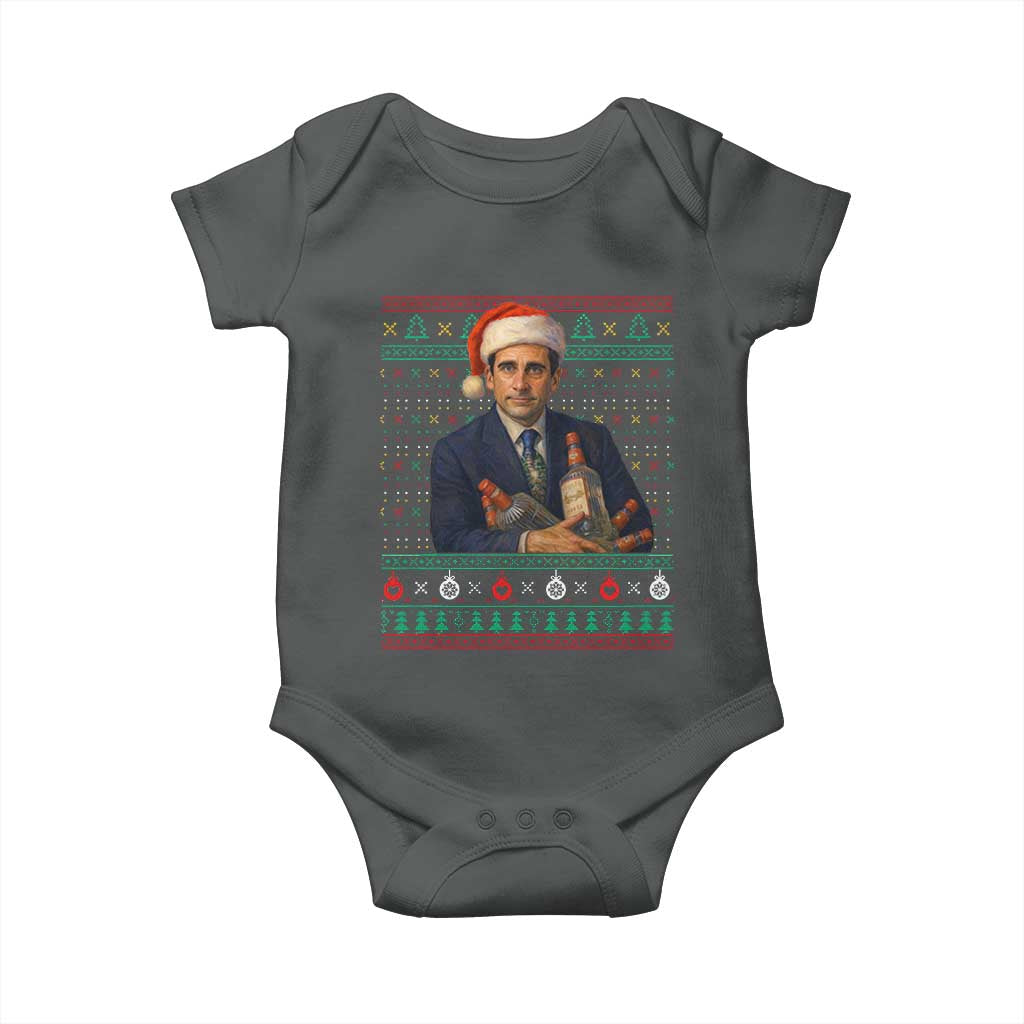 Office Christmas Movie Baby Onesie Funny Retro 90s Movie Ugly Xmas TS10 Dark Heather Print Your Wear