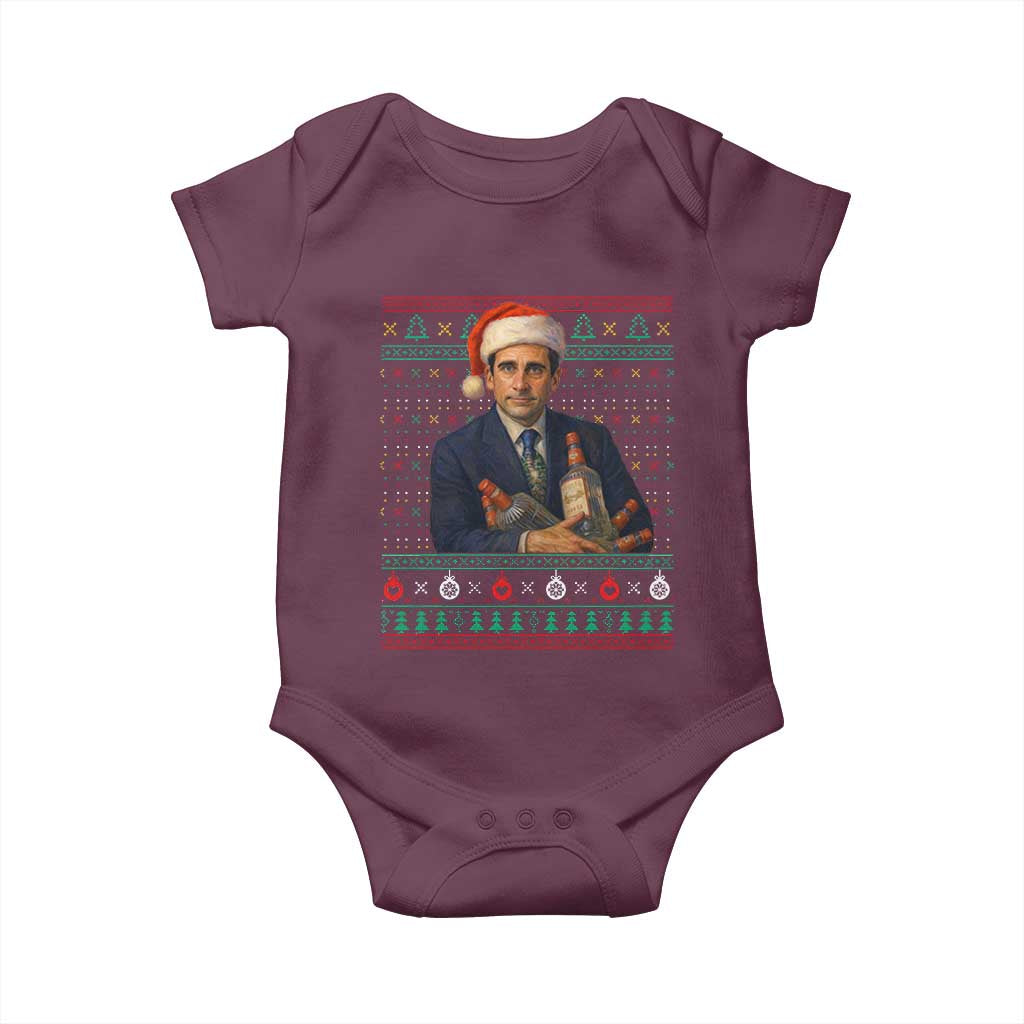 Office Christmas Movie Baby Onesie Funny Retro 90s Movie Ugly Xmas TS10 Maroon Print Your Wear