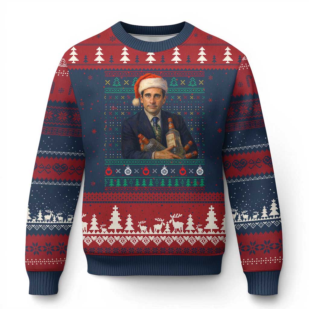 Office Xmas Movie Ugly Christmas Sweater Funny Retro 90s Movie Ugly Xmas TS10 Navy Red Print Your Wear