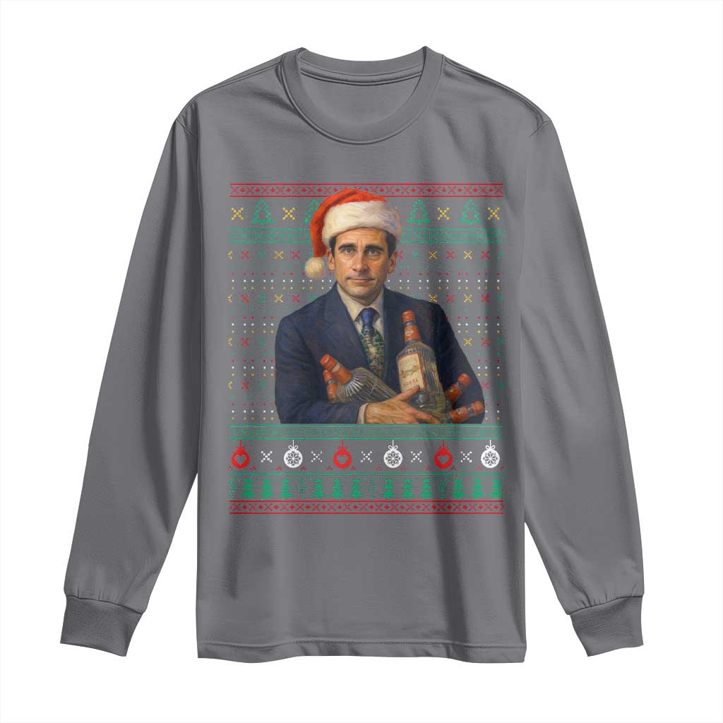 Office Christmas Movie Long Sleeve Shirt Funny Retro 90s Movie Ugly Xmas TS10 Charcoal Print Your Wear