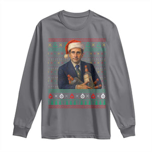 Office Christmas Movie Long Sleeve Shirt Funny Retro 90s Movie Ugly Xmas TS10 Charcoal Print Your Wear