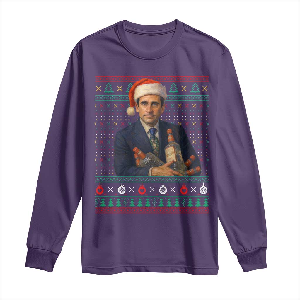 Office Christmas Movie Long Sleeve Shirt Funny Retro 90s Movie Ugly Xmas TS10 Purple Print Your Wear