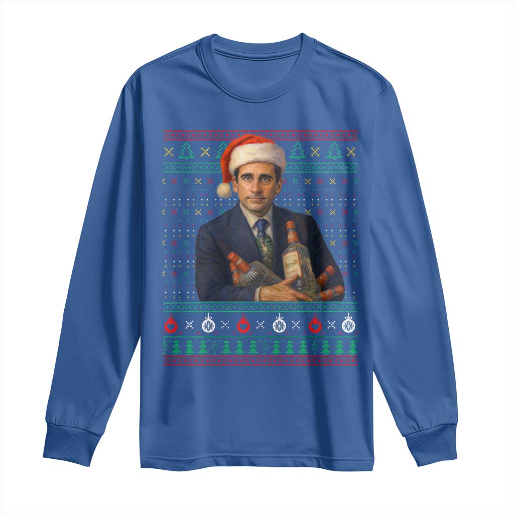 Office Christmas Movie Long Sleeve Shirt Funny Retro 90s Movie Ugly Xmas TS10 Royal Blue Print Your Wear