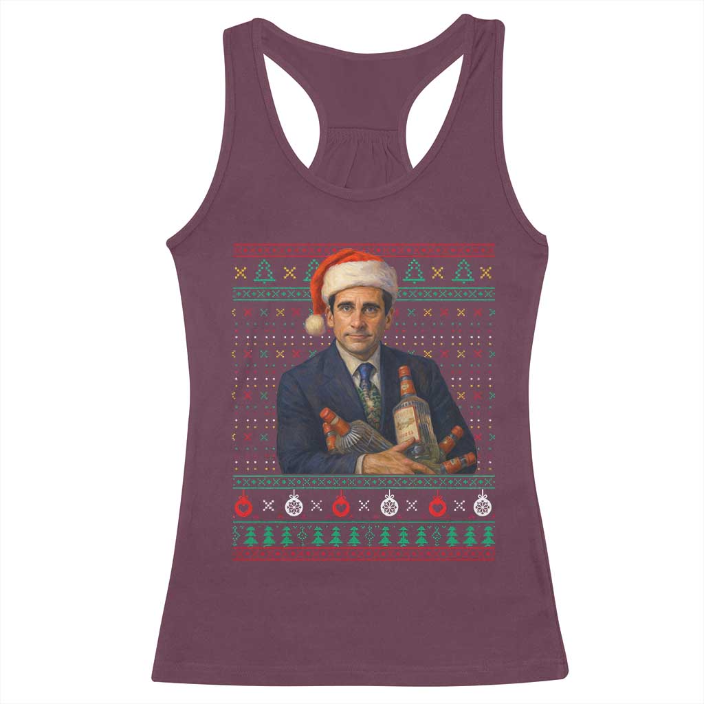 Office Christmas Movie Racerback Tank Top Funny Retro 90s Movie Ugly Xmas TS10 Maroon Print Your Wear