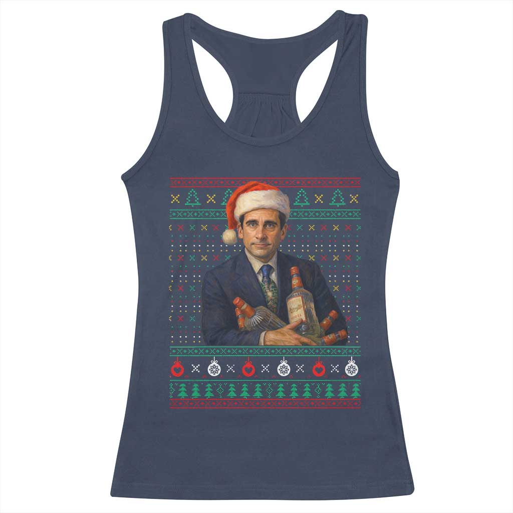 Office Christmas Movie Racerback Tank Top Funny Retro 90s Movie Ugly Xmas TS10 Navy Print Your Wear