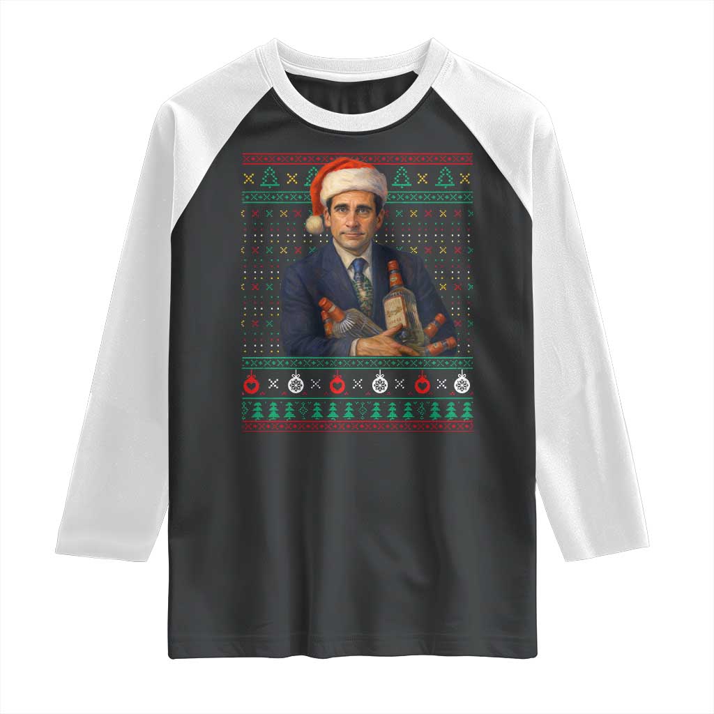 Office Christmas Movie Raglan Shirt Funny Retro 90s Movie Ugly Xmas TS10 Black White Print Your Wear