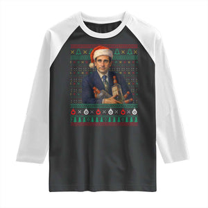 Office Christmas Movie Raglan Shirt Funny Retro 90s Movie Ugly Xmas TS10 Black White Print Your Wear