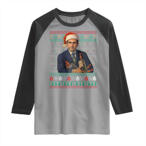 Office Christmas Movie Raglan Shirt Funny Retro 90s Movie Ugly Xmas TS10 Sport Gray Black Print Your Wear