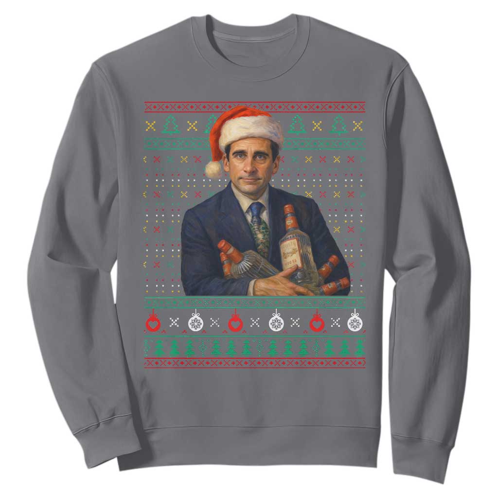 Office Christmas Movie Sweatshirt Funny Retro 90s Movie Ugly Xmas TS10 Charcoal Print Your Wear