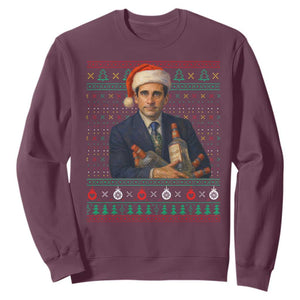 Office Christmas Movie Sweatshirt Funny Retro 90s Movie Ugly Xmas TS10 Maroon Print Your Wear