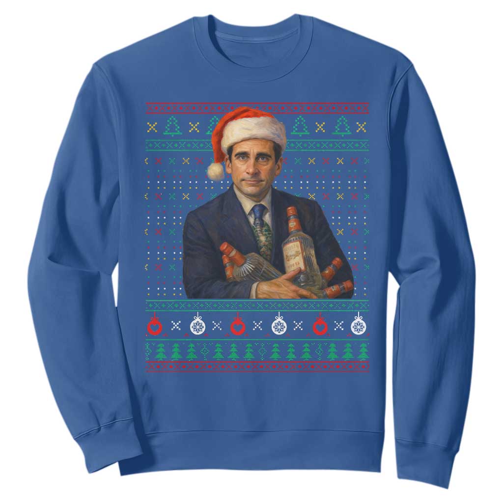 Office Christmas Movie Sweatshirt Funny Retro 90s Movie Ugly Xmas TS10 Royal Blue Print Your Wear