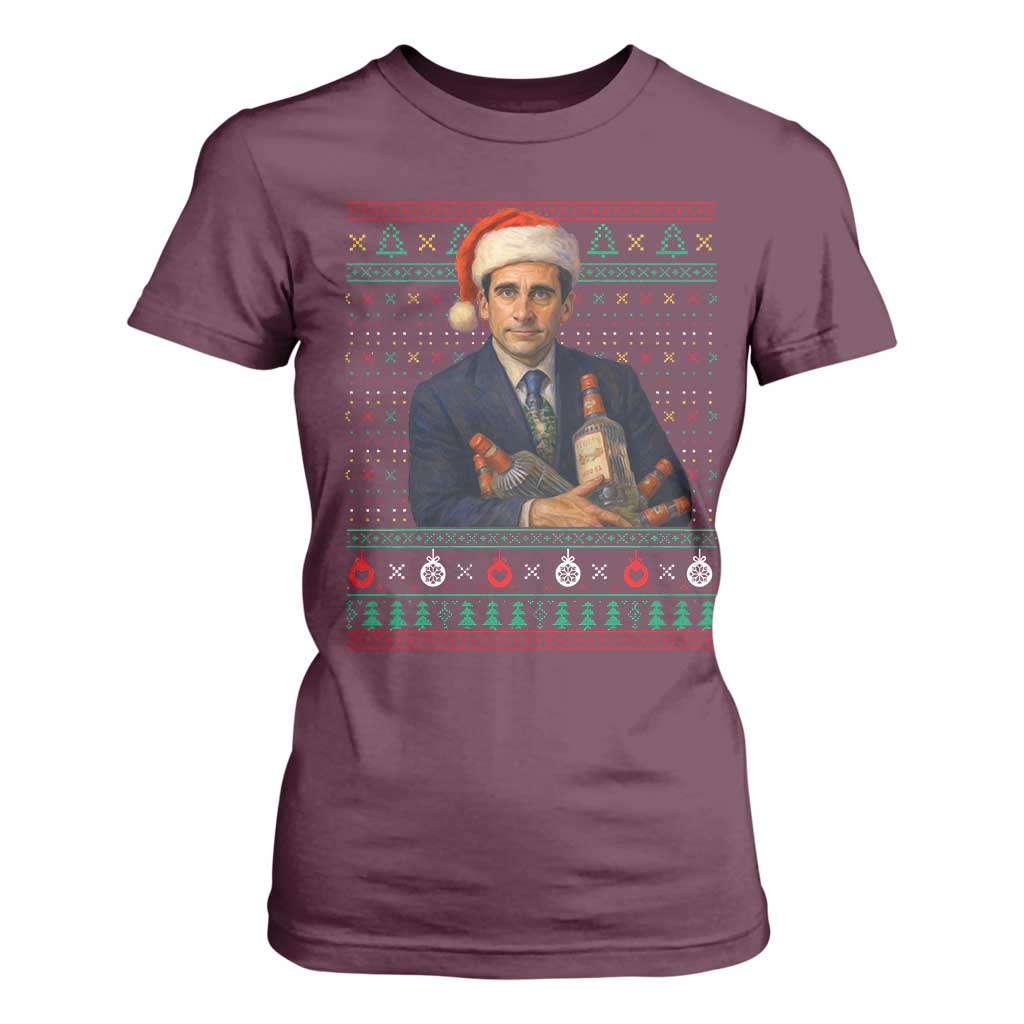Office Christmas Movie T Shirt For Women Funny Retro 90s Movie Ugly Xmas TS10 Maroon Print Your Wear