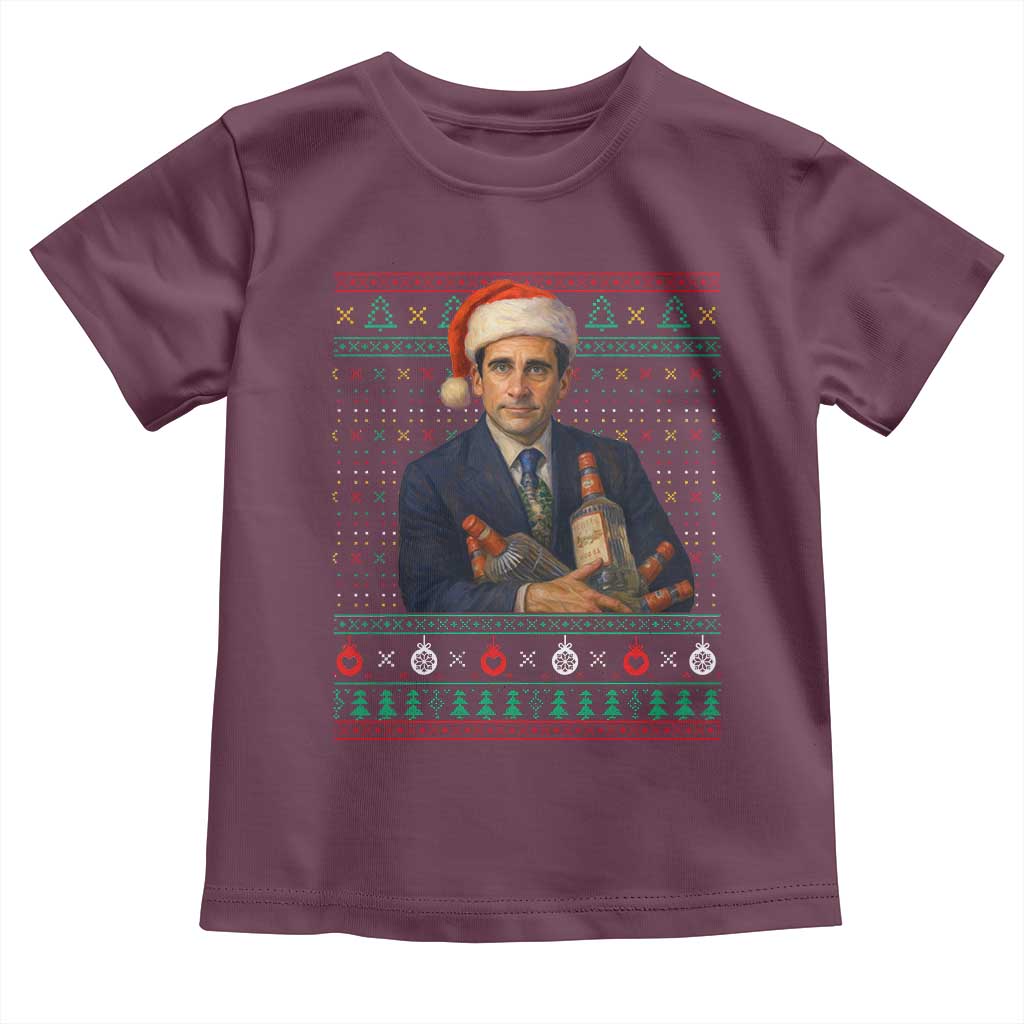 Office Christmas Movie Toddler T Shirt Funny Retro 90s Movie Ugly Xmas TS10 Maroon Print Your Wear