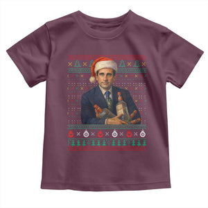 Office Christmas Movie Toddler T Shirt Funny Retro 90s Movie Ugly Xmas TS10 Maroon Print Your Wear