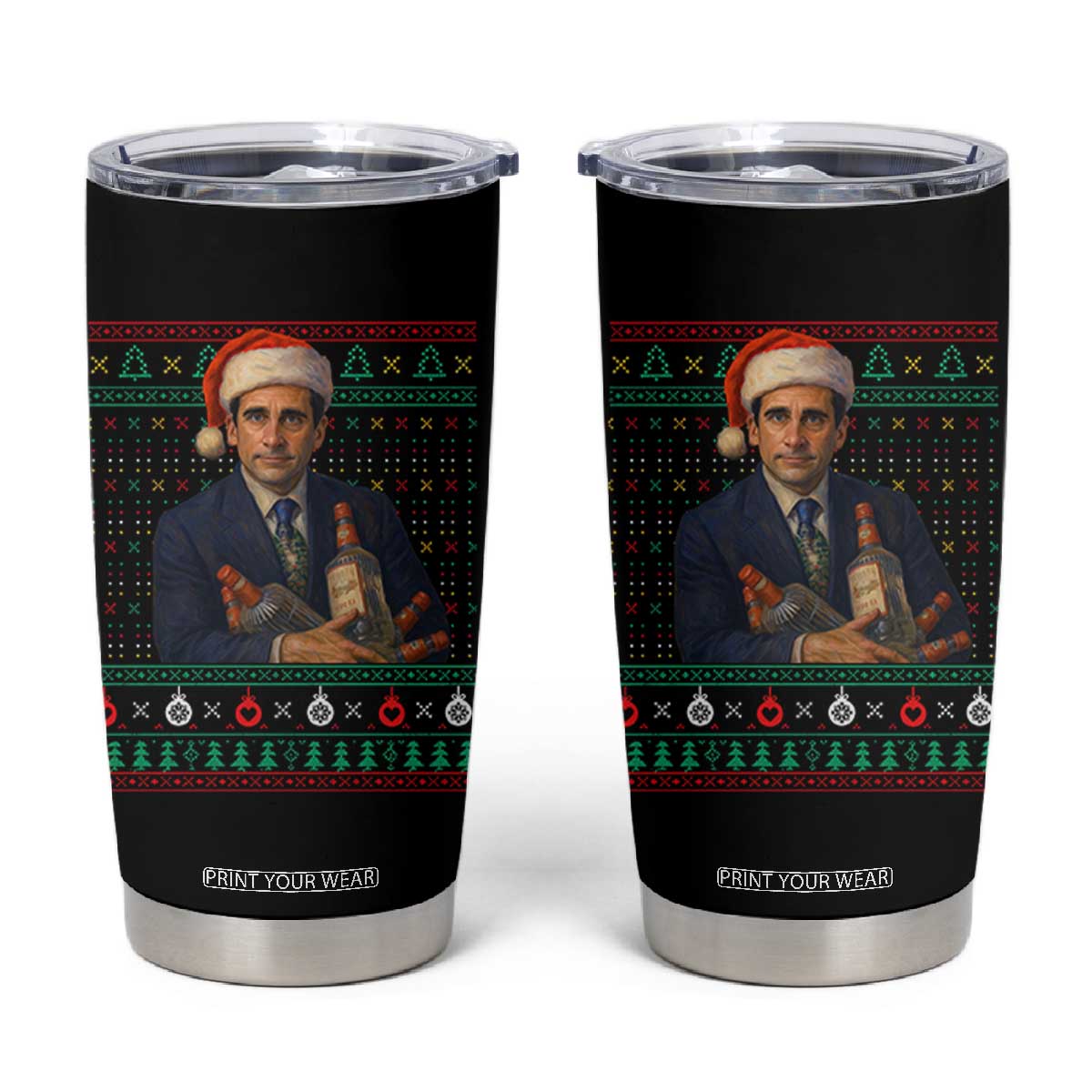 Office Christmas Movie Tumbler Cup Funny Retro 90s Movie Ugly Xmas TS10 Black Print Your Wear