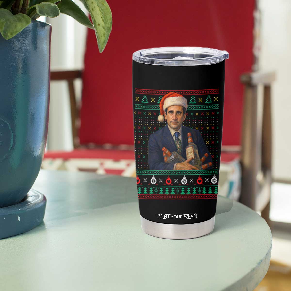 Office Christmas Movie Tumbler Cup Funny Retro 90s Movie Ugly Xmas TS10 Print Your Wear