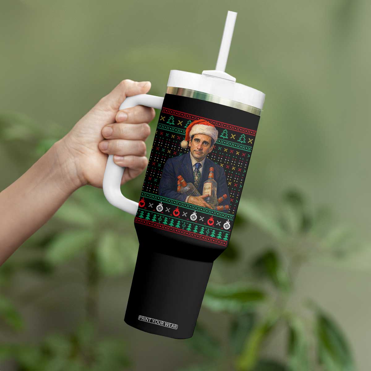 Office Christmas Movie Tumbler With Handle Funny Retro 90s Movie Ugly Xmas TS10 Print Your Wear