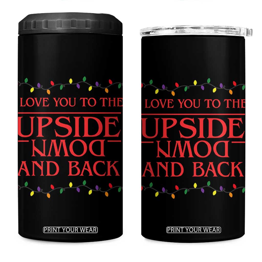 I Love You To The Upside Down Stranger Christmas 4 in 1 Can Cooler Tumbler And Back Ugly Xmas Lights TS10 One Size: 16 oz Black Print Your Wear