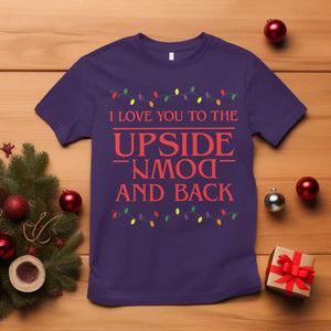 I Love You To The Upside Down Stranger Christmas T Shirt And Back Ugly Xmas Lights TS10 Purple Print Your Wear
