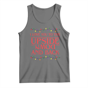 I Love You To The Upside Down Stranger Christmas Tank Top And Back Ugly Xmas Lights TS10 Black Heather Print Your Wear