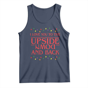 I Love You To The Upside Down Stranger Christmas Tank Top And Back Ugly Xmas Lights TS10 Navy Print Your Wear