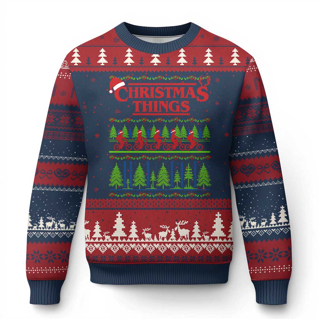 Xmas Things Ugly Christmas Sweater Vintage Movie TV Series Retro TS10 Navy Red Print Your Wear