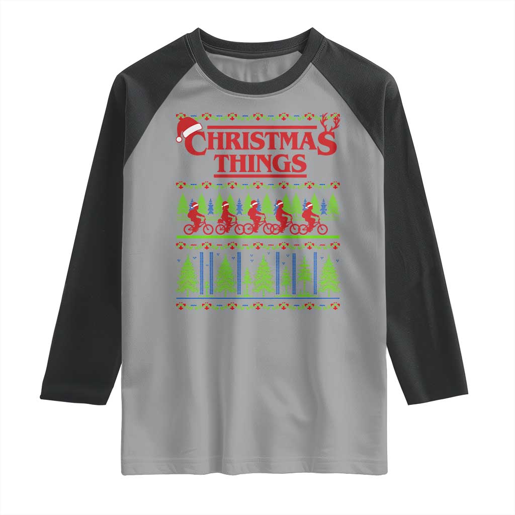 Christmas Things Raglan Shirt Vintage Movie TV Series Retro TS10 Sport Gray Black Print Your Wear