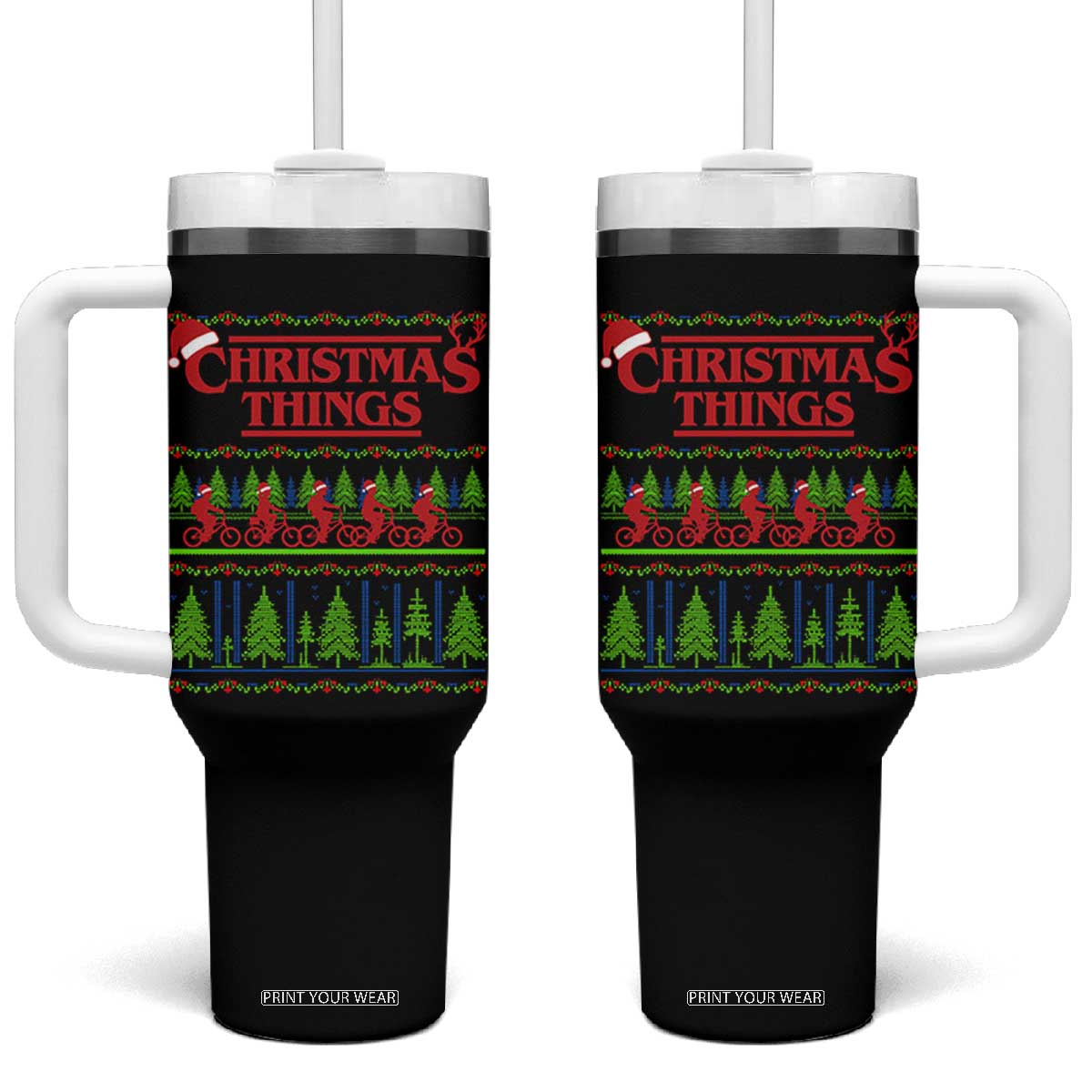 Christmas Things Tumbler With Handle Vintage Movie TV Series Retro TS10 One Size: 40 oz Black Print Your Wear