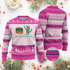 Sarcastic Cat Meme Ugly Christmas Sweater Weirdcore Dark Humor TS10 Hot Pink Print Your Wear