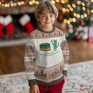 Sarcastic Cat Meme Ugly Christmas Sweater Weirdcore Dark Humor TS10 Mocha Mousse Print Your Wear