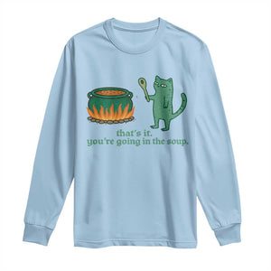 Sarcastic Cat Meme Long Sleeve Shirt Weirdcore Dark Humor TS10 Light Blue Print Your Wear