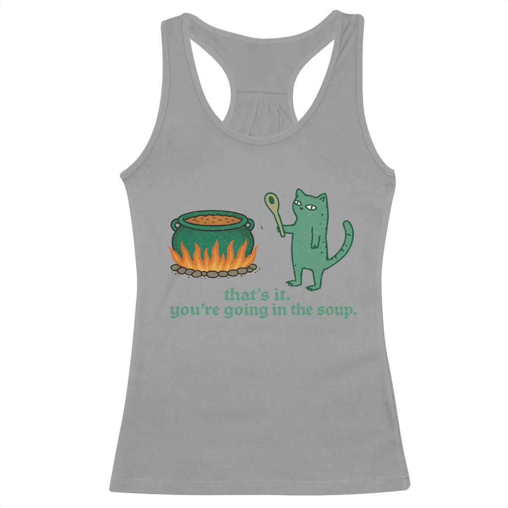 Sarcastic Cat Meme Racerback Tank Top Weirdcore Dark Humor TS10 Sport Gray Print Your Wear
