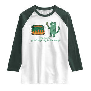 Sarcastic Cat Meme Raglan Shirt Weirdcore Dark Humor TS10 White Dark Forest Green Print Your Wear